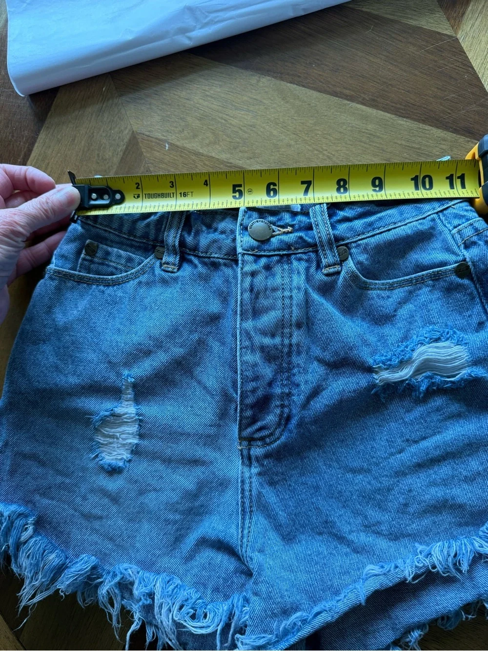 sisstrevolution Salt Lovin Distressed High-Rise Denim Shorts button fly